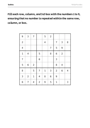 Easy Sudoku #7 puzzle thumbnail