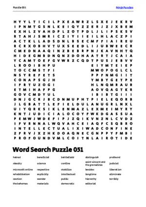 Free Printable Puzzle 051 themed Word Search Puzzle puzzle thumbnail