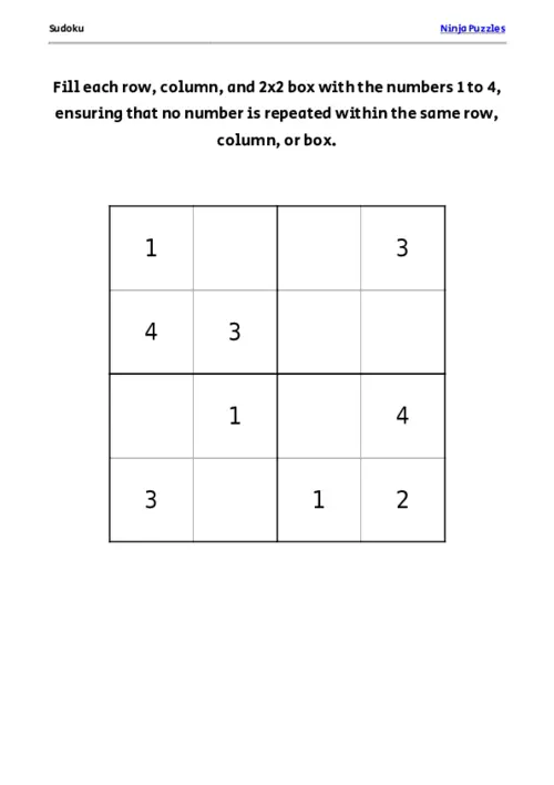 Easy Mini Sudoku #2 thumbnail