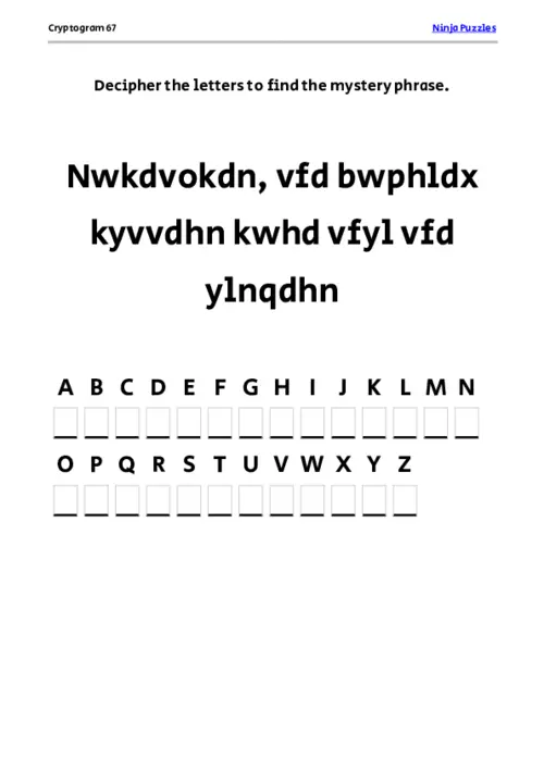 Cryptogram 67 Coloring Page thumbnail