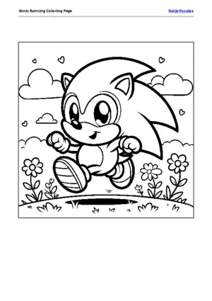 Sonic Running Coloring Page puzzle thumbnail