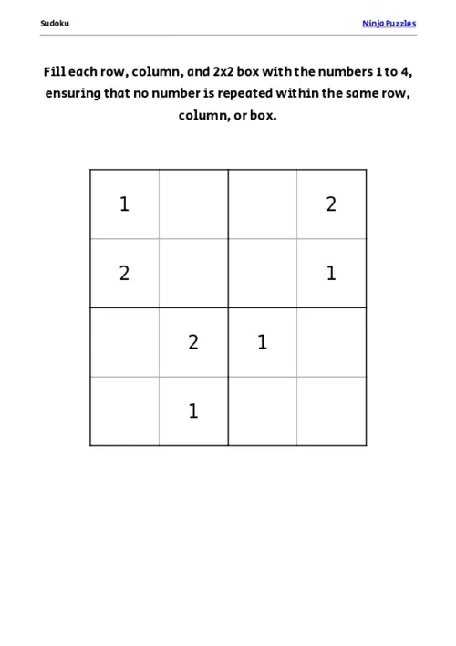 Medium Mini Sudoku #4 thumbnail