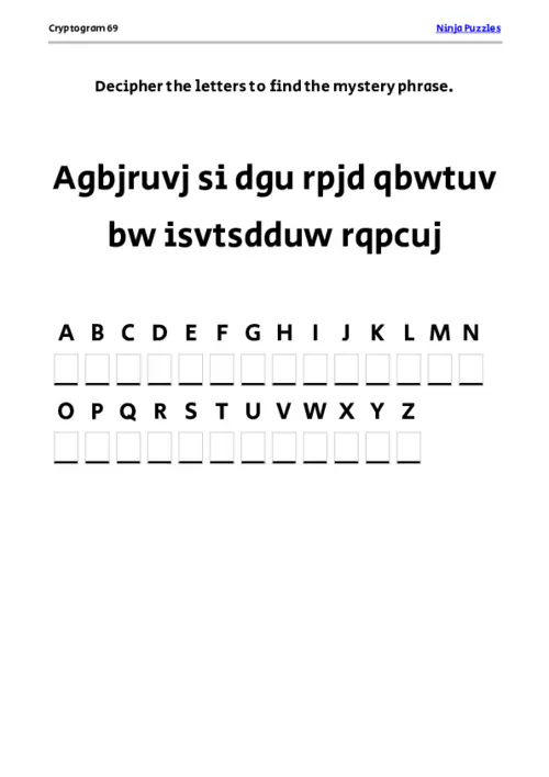 Cryptogram 69 Coloring Page thumbnail