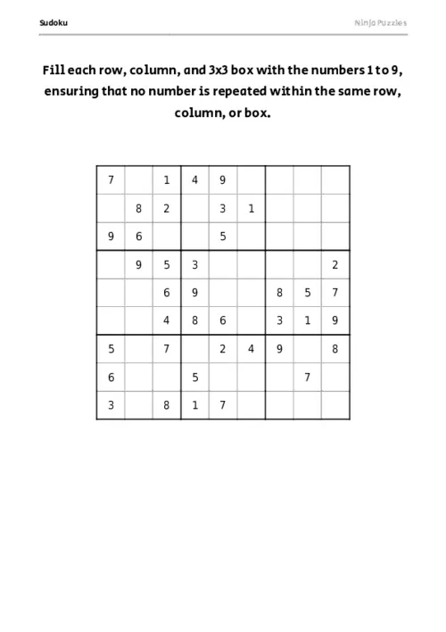 Medium Sudoku #20 thumbnail