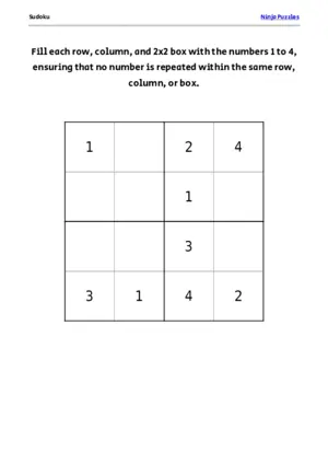 Easy Mini Sudoku #1 puzzle thumbnail