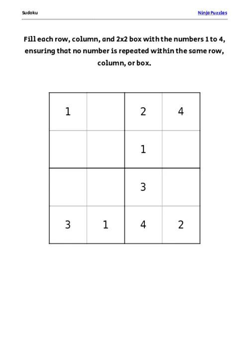 Easy Mini Sudoku #1 thumbnail