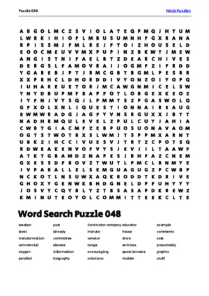 Free Printable Puzzle 048 themed Word Search Puzzle puzzle thumbnail