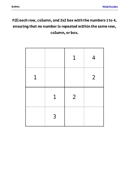 Medium Mini Sudoku #5 thumbnail