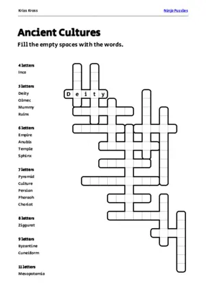 Free Ancient Cultures Kriss-Kross Puzzle puzzle thumbnail