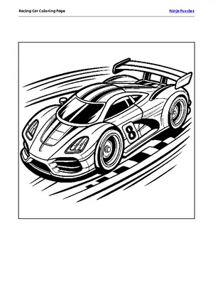 Racing Car Coloring Page puzzle thumbnail