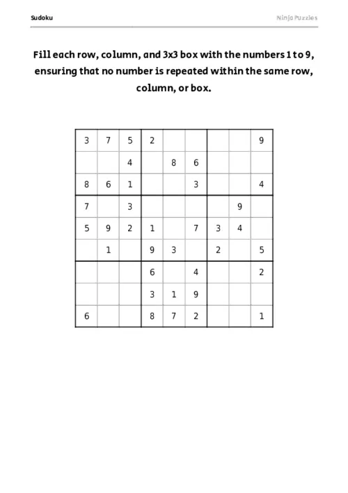 Medium Sudoku #18 thumbnail