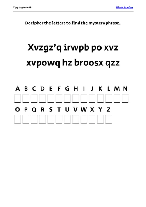 Cryptogram 68 Coloring Page thumbnail