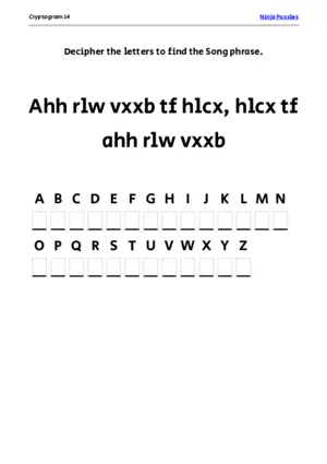 Cryptogram 14 Coloring Page puzzle thumbnail