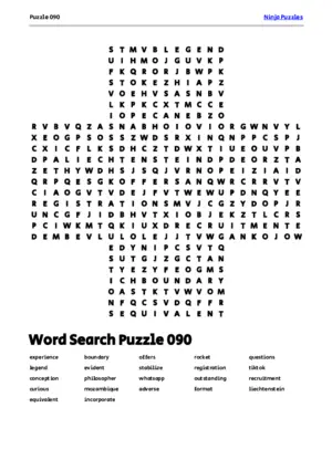 Free Printable Puzzle 090 themed Word Search Puzzle puzzle thumbnail