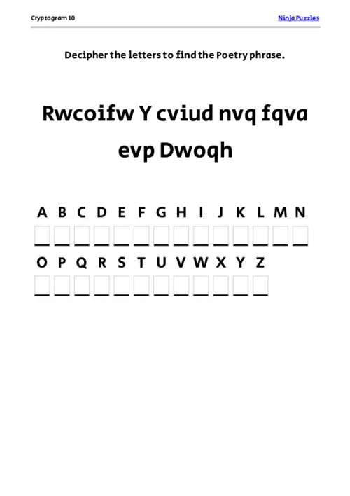 Cryptogram 10 Coloring Page thumbnail