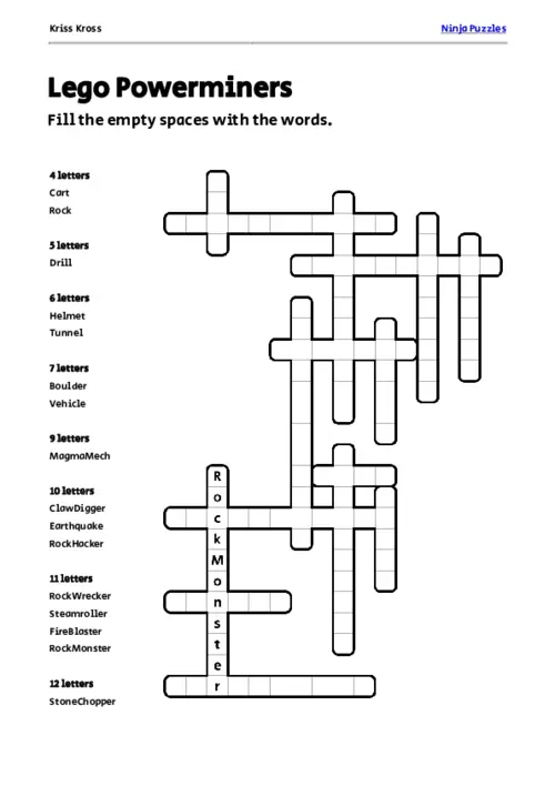 Free Lego Powerminers Kriss-Kross Puzzle thumbnail