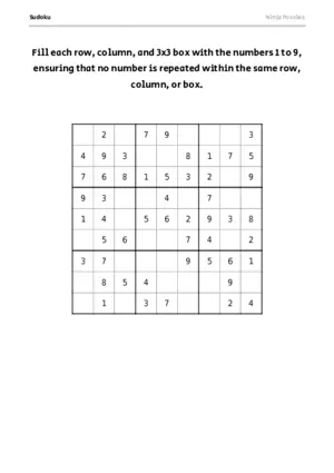Easy Sudoku #14 puzzle thumbnail