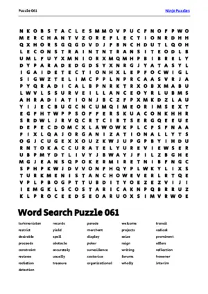 Free Printable Puzzle 061 themed Word Search Puzzle puzzle thumbnail