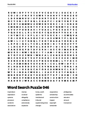 Free Printable Puzzle 046 themed Word Search Puzzle puzzle thumbnail