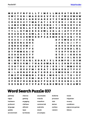 Free Printable Puzzle 037 themed Word Search Puzzle puzzle thumbnail