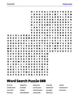 Free Printable Puzzle 088 themed Word Search Puzzle puzzle thumbnail