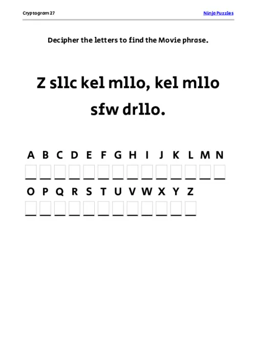 Cryptogram 27 Coloring Page thumbnail