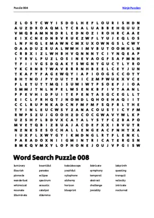 Free Printable Puzzle 008 themed Word Search Puzzle puzzle thumbnail