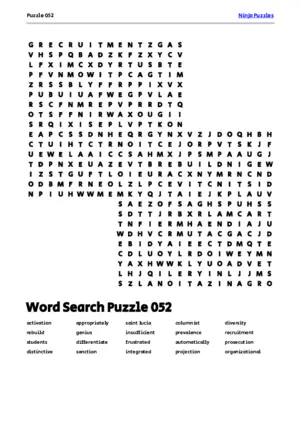 Free Printable Puzzle 052 themed Word Search Puzzle puzzle thumbnail