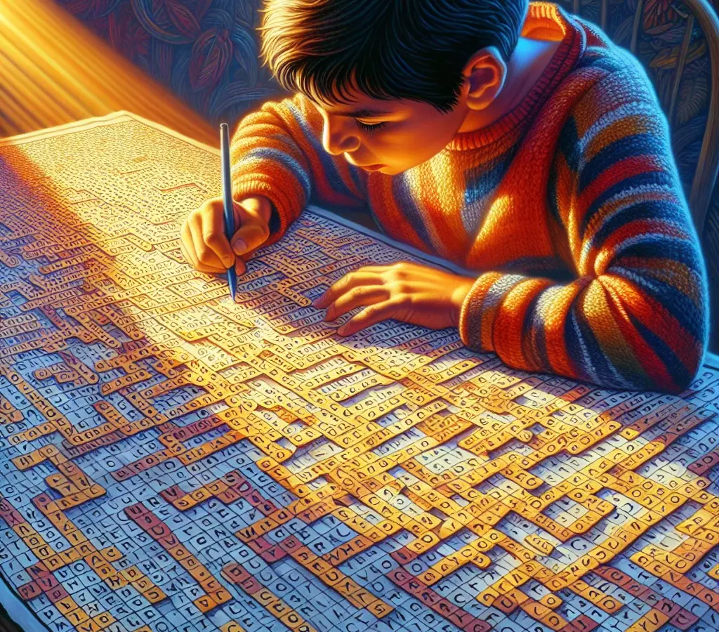 A young child with a very challenging word search
