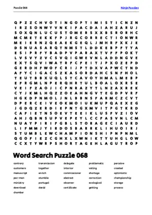 Free Printable Puzzle 068 themed Word Search Puzzle puzzle thumbnail