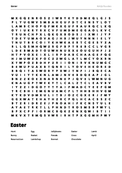 Free Printable Easter themed Word Search Puzzle thumbnail