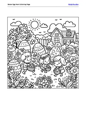 Easter Egg Hunt Coloring Page puzzle thumbnail