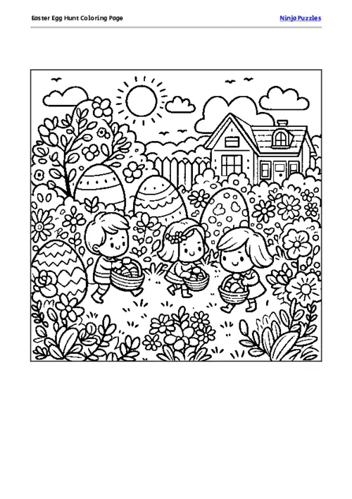 Easter Egg Hunt Coloring Page thumbnail