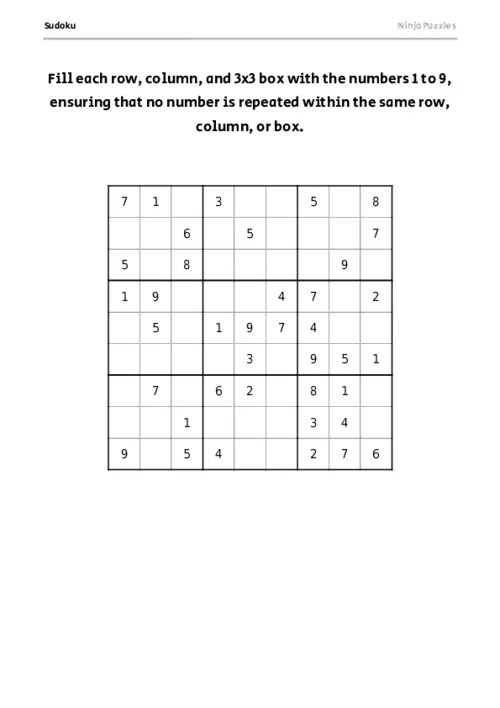 Medium Sudoku #13 thumbnail