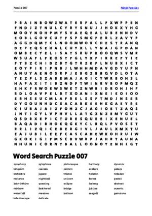 Free Printable Puzzle 007 themed Word Search Puzzle puzzle thumbnail