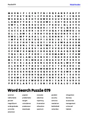 Free Printable Puzzle 079 themed Word Search Puzzle puzzle thumbnail