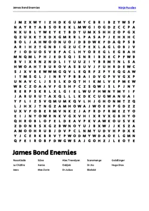 Free Printable James Bond Enemies themed Word Search Puzzle puzzle thumbnail