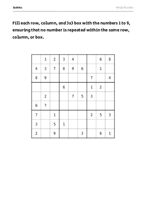 Medium Sudoku #2 thumbnail