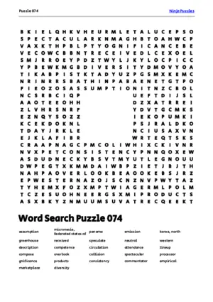 Free Printable Puzzle 074 themed Word Search Puzzle puzzle thumbnail