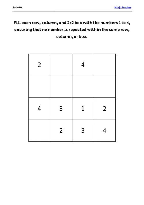 Easy Mini Sudoku #6 thumbnail