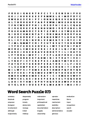 Free Printable Puzzle 073 themed Word Search Puzzle puzzle thumbnail