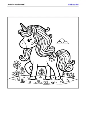 Unicorn Coloring Page puzzle thumbnail