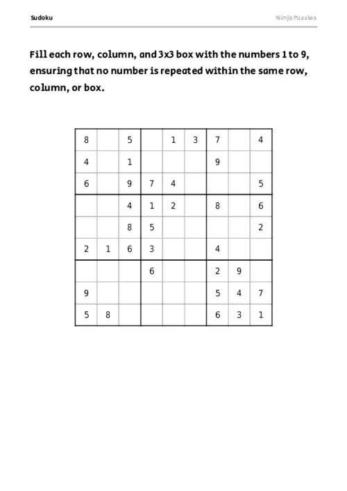 Medium Sudoku #5 thumbnail