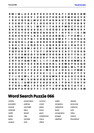 Free Printable Puzzle 066 themed Word Search Puzzle puzzle thumbnail