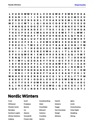 Free Printable Nordic Winters themed Word Search Puzzle puzzle thumbnail