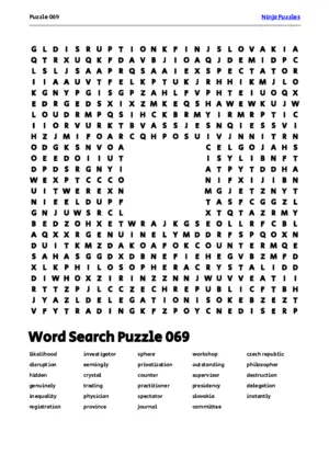 Free Printable Puzzle 069 themed Word Search Puzzle puzzle thumbnail