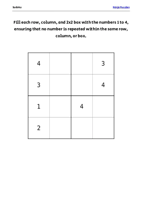 Medium Mini Sudoku #1 thumbnail