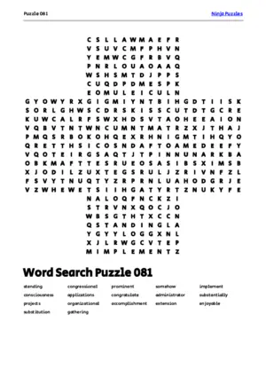 Free Printable Puzzle 081 themed Word Search Puzzle puzzle thumbnail