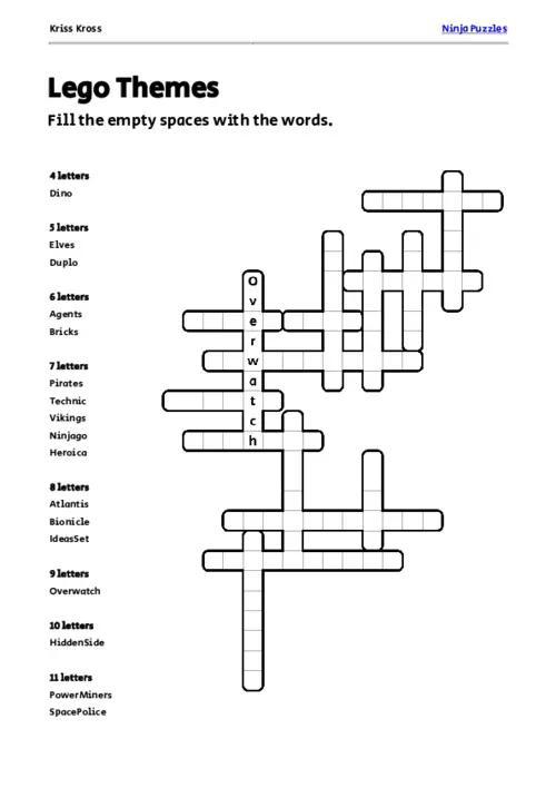 Free Lego Themes Kriss-Kross Puzzle thumbnail