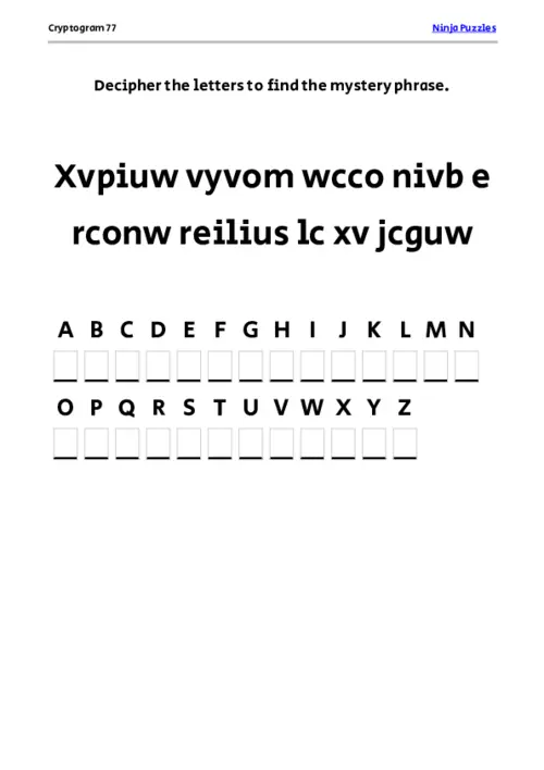 Cryptogram 77 Coloring Page thumbnail